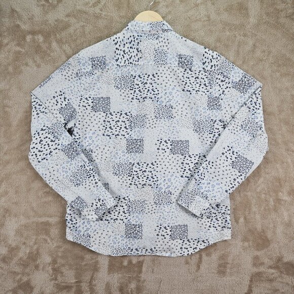 Calvin Klein Jeans White Spotted Button-Down Shirt Long Sleeve Men's Size L - Picture 2 of 10